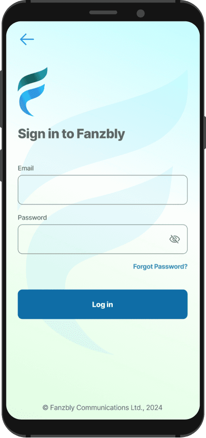 Fanzbly mobile app device mockup