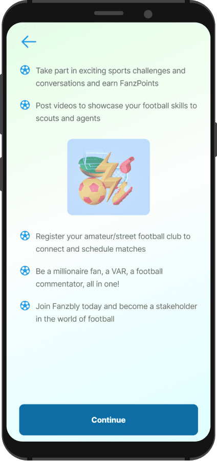 Fanzbly mobile app device mockup
