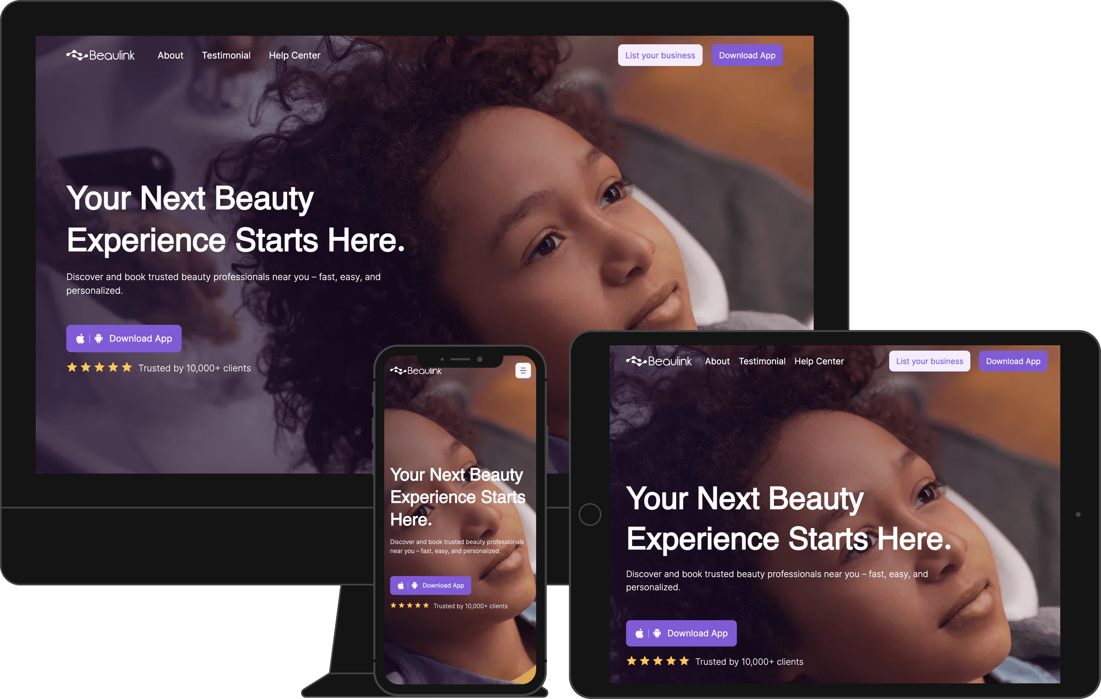 Beaulink web platform device mockup