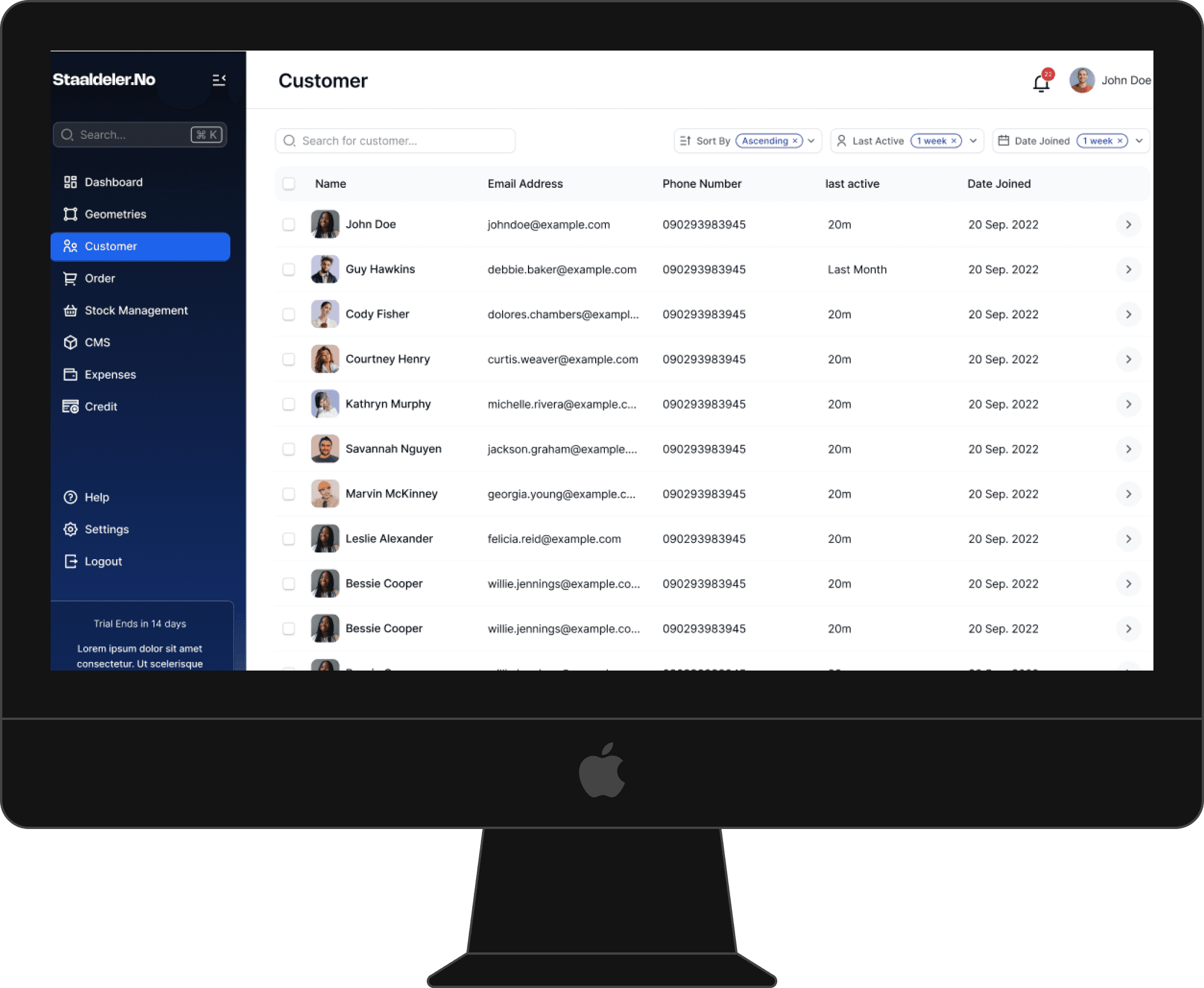 Metalldel admin dashboard screenshot
