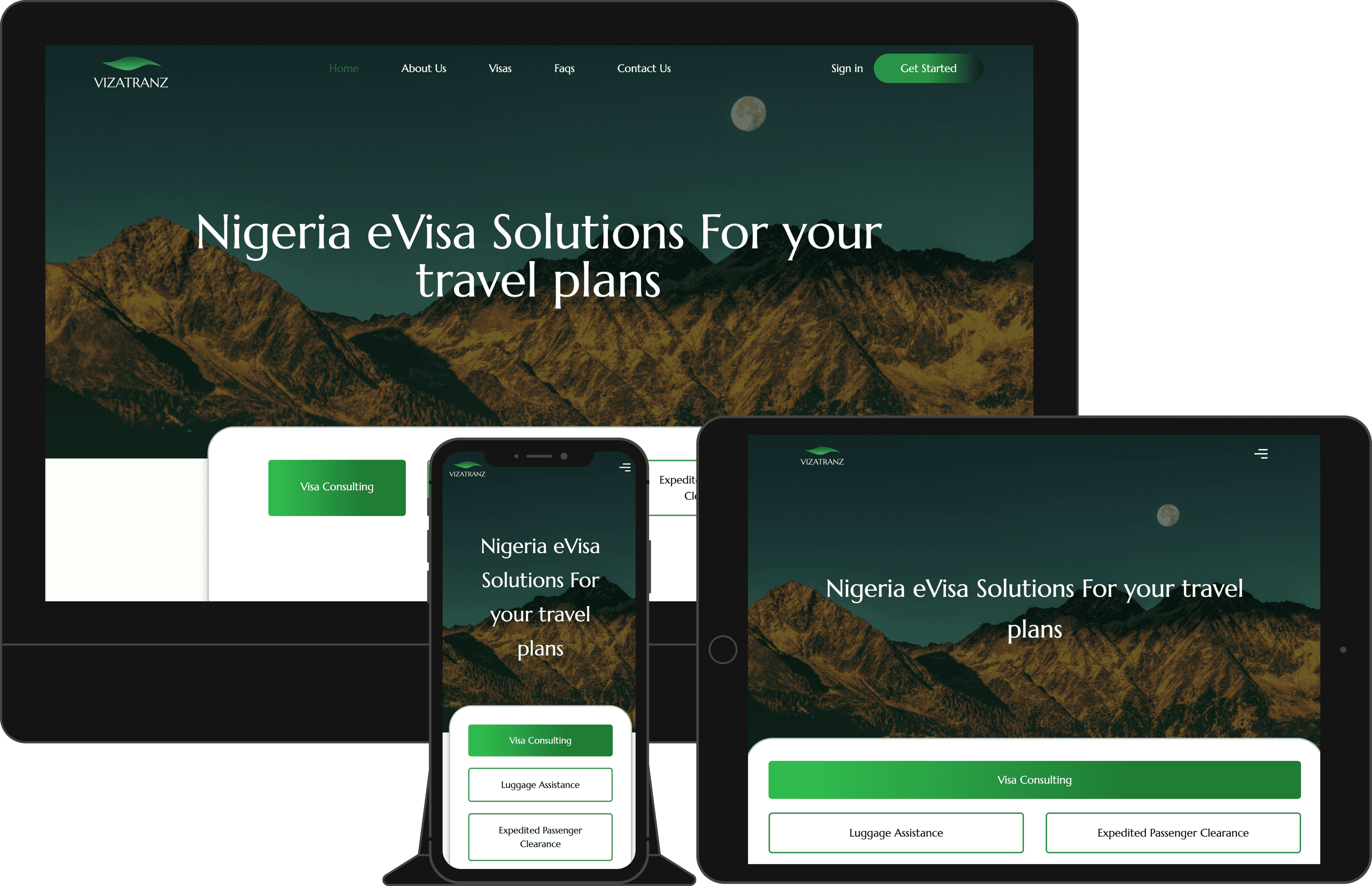 Vizatranz web platform device mockups